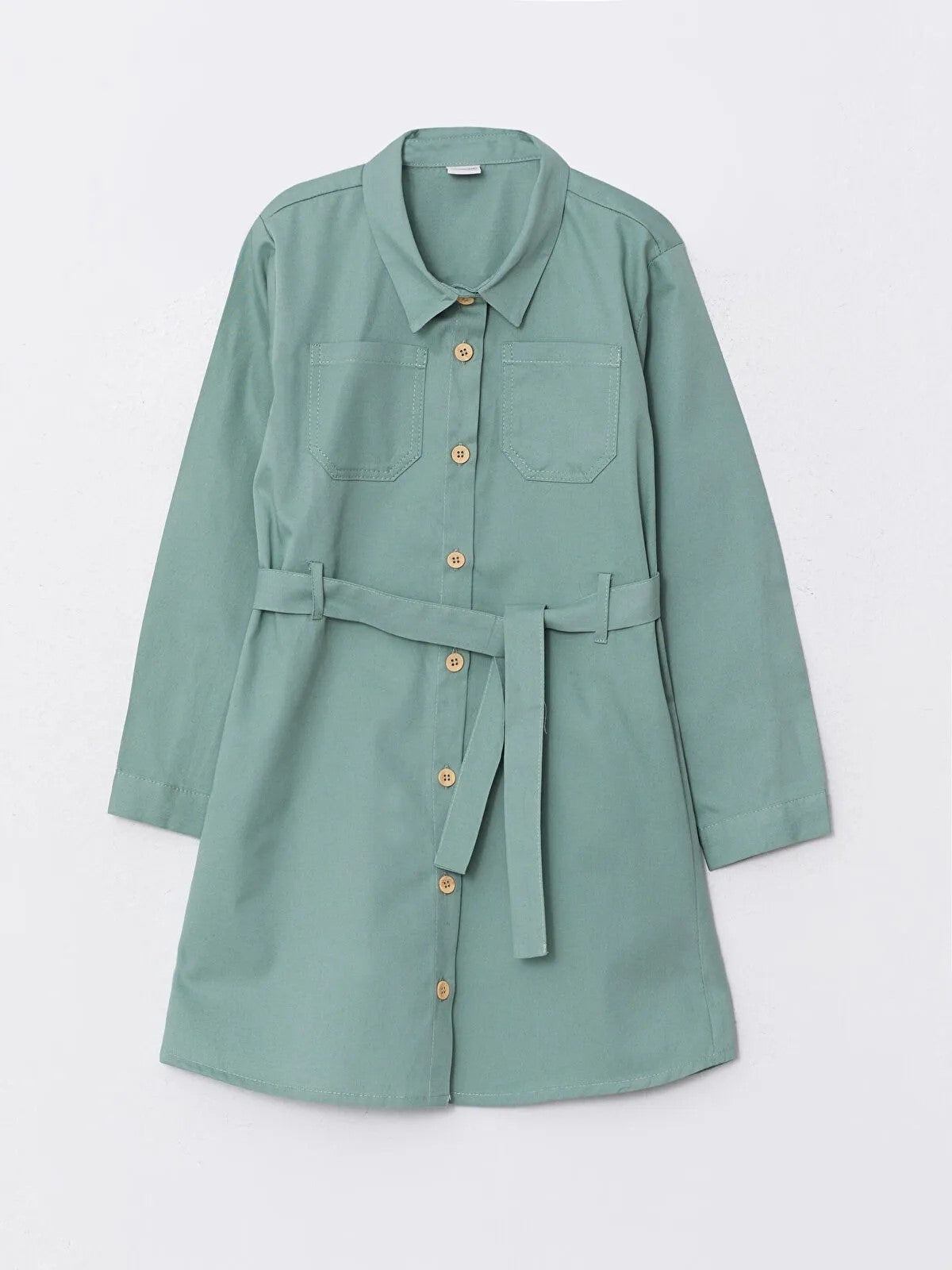 Shirt Collar Basic Long Sleeve Girls Dress