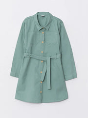 Shirt Collar Basic Long Sleeve Girls Dress
