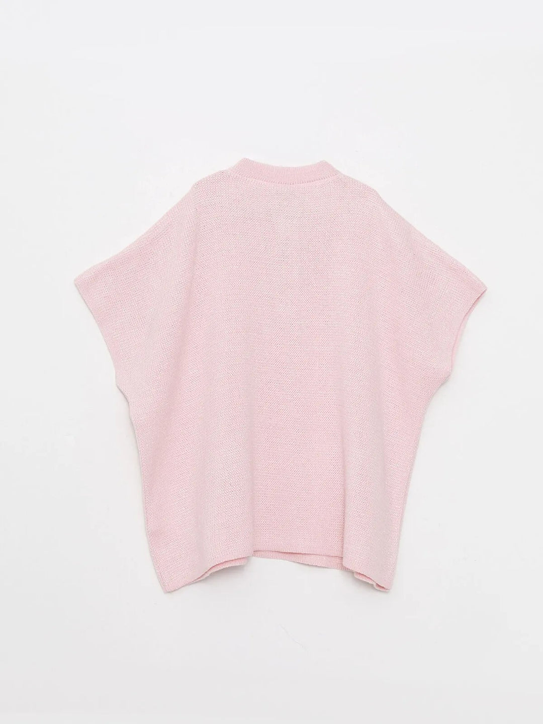 Crew Neck Basic Short Sleeve Girls Knitwear Poncho