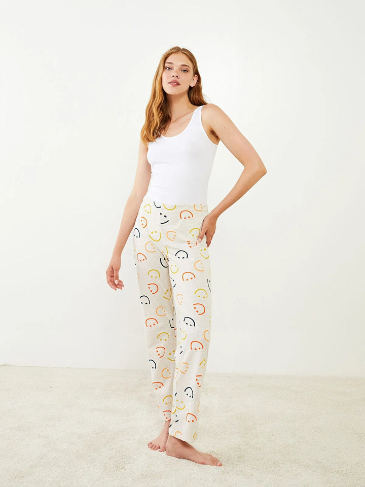 Women Pajama Bottoms With Elastic Waist Patterned