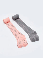 Tights For Girls With Polka Dot Print 2 Pack