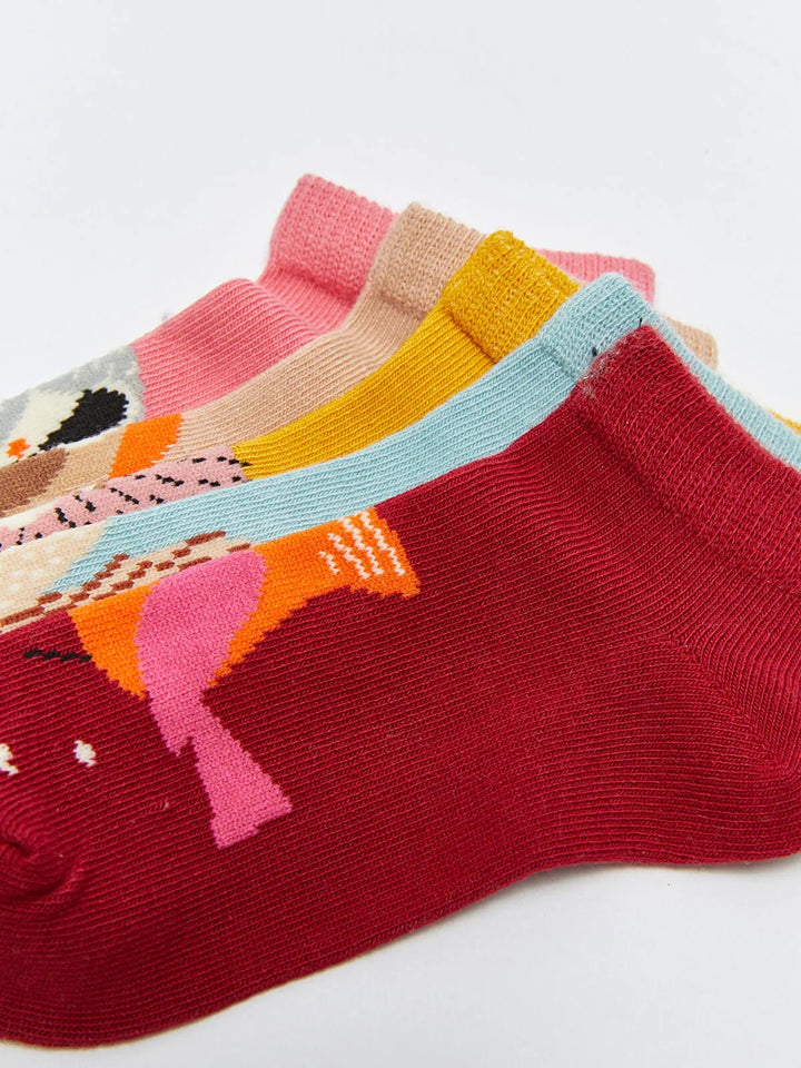 Patterned Girls Booties Socks 5 Pack