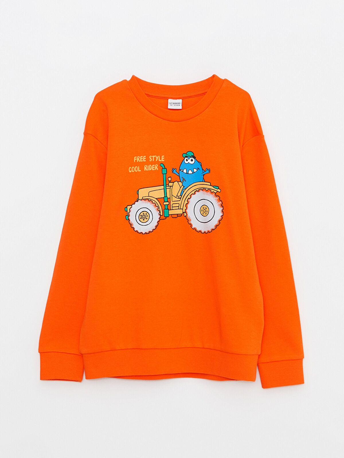 Crew Neck Printed Long Sleeve Cotton Boy T-Shirt
