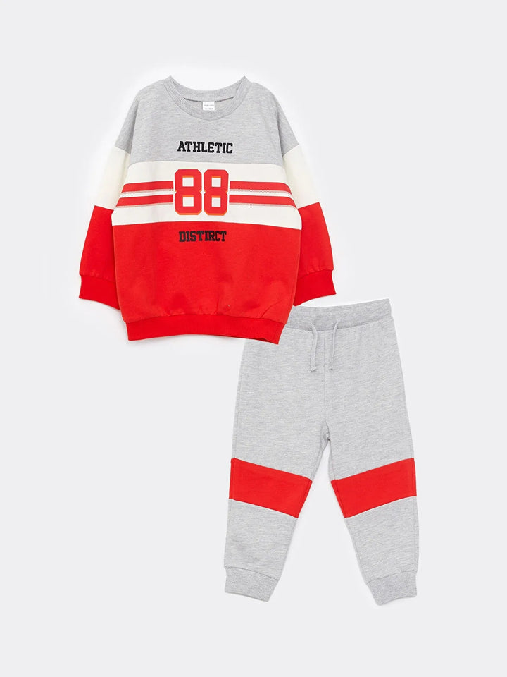 Crew Neck Long Sleeve Baby Boy Sweatshirt And Trousers 2-Pack Set