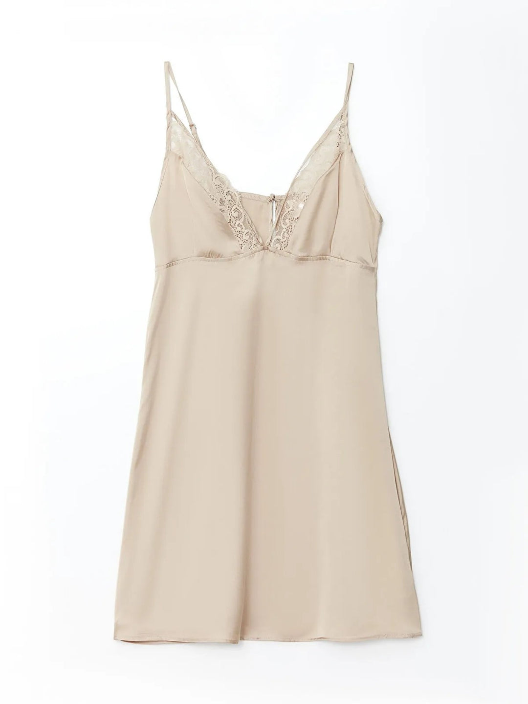 V-Neck Embroidered Suspender Satin Card Nightgown