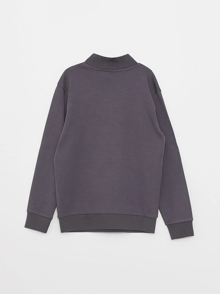 Half Turtleneck Printed Long Sleeve Boy Sweatshirt