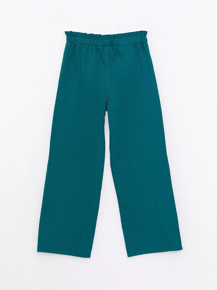 Elastic Waist Basic Wide Leg Gabardine Girls Trousers