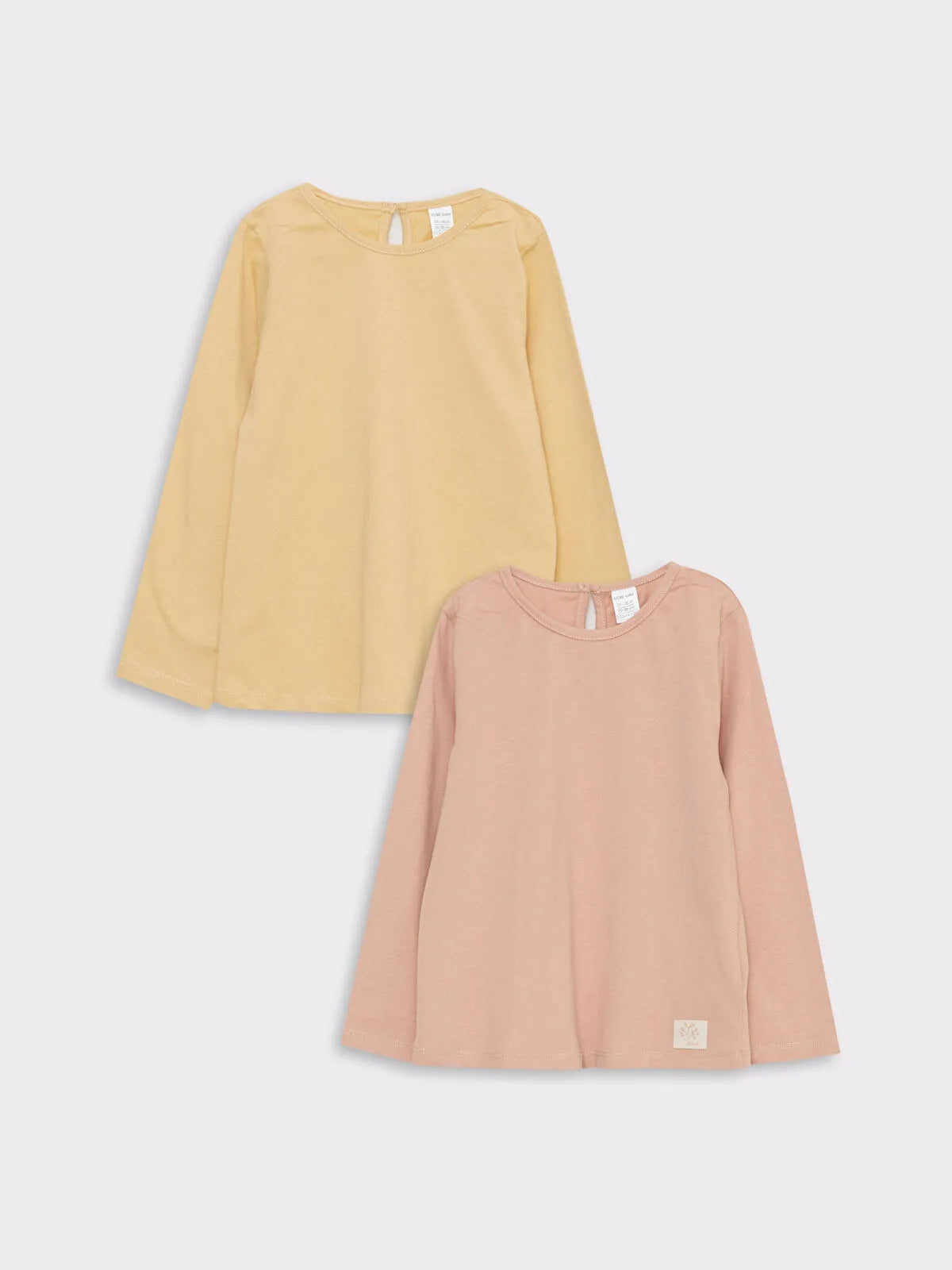 Crew Neck Long Sleeve Cotton Baby Girls T-Shirt 2 Pack