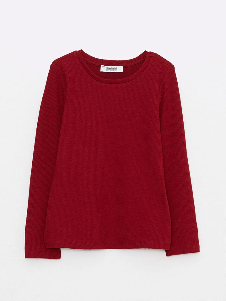 Crew Neck Basic Long Sleeve Girls T-Shirt