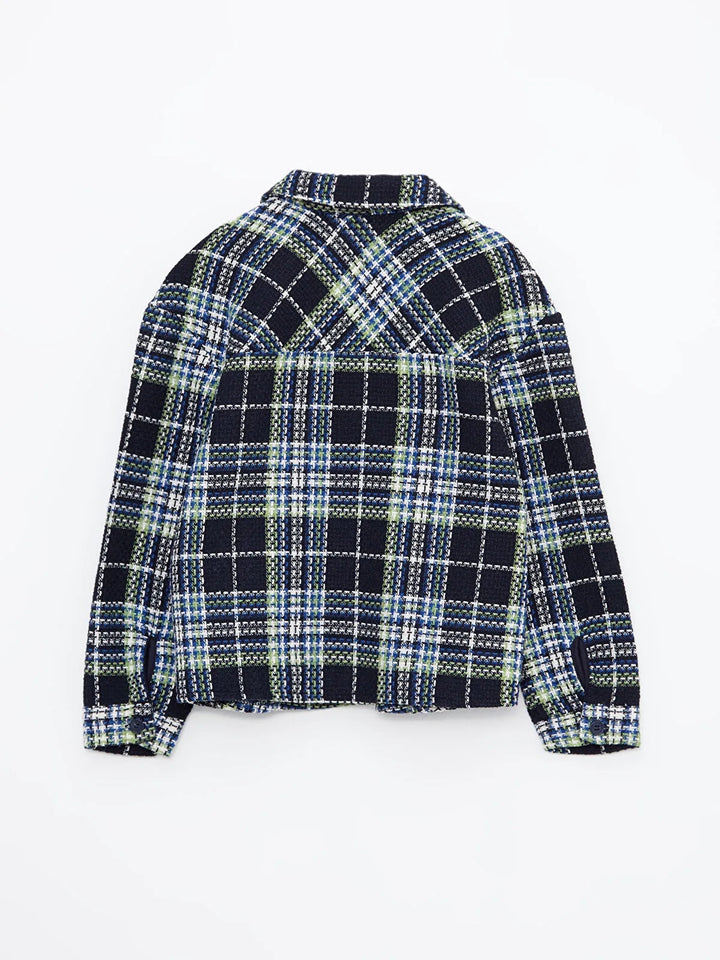 Plaid Gabardine Long Sleeve Girls Shirt