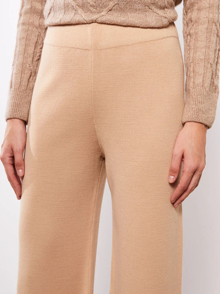 Elastic Waist Straight Women Knitwear Trousers