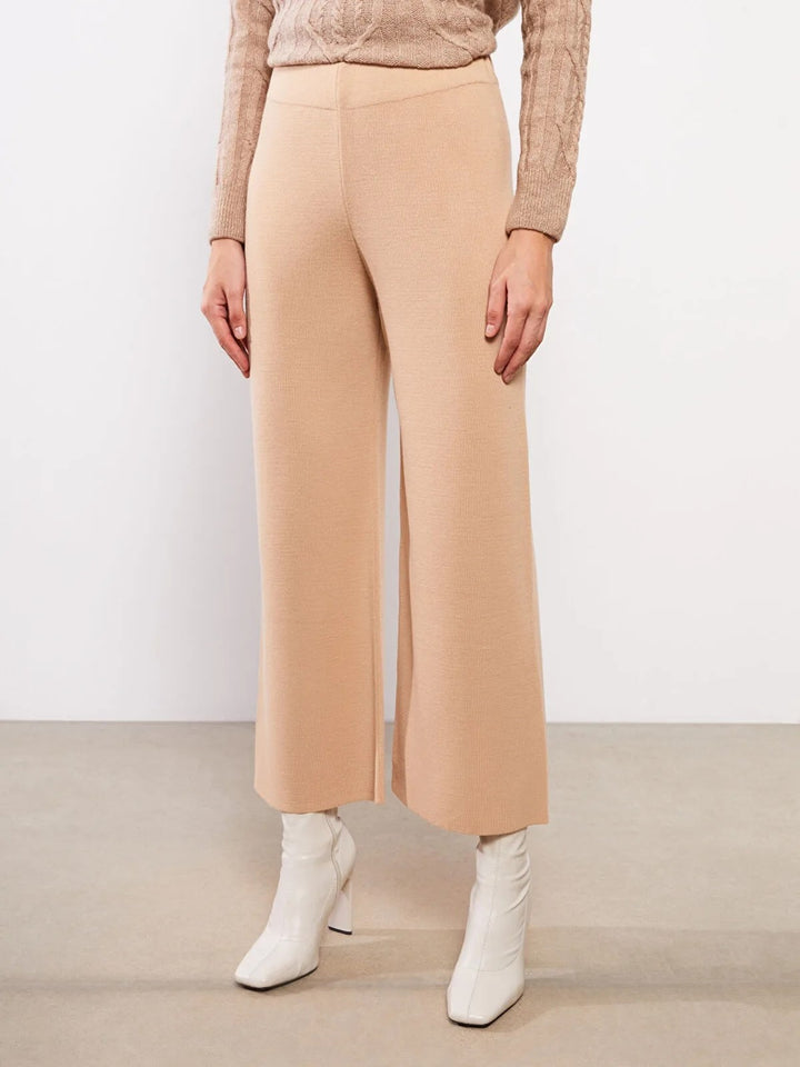 Elastic Waist Straight Women Knitwear Trousers