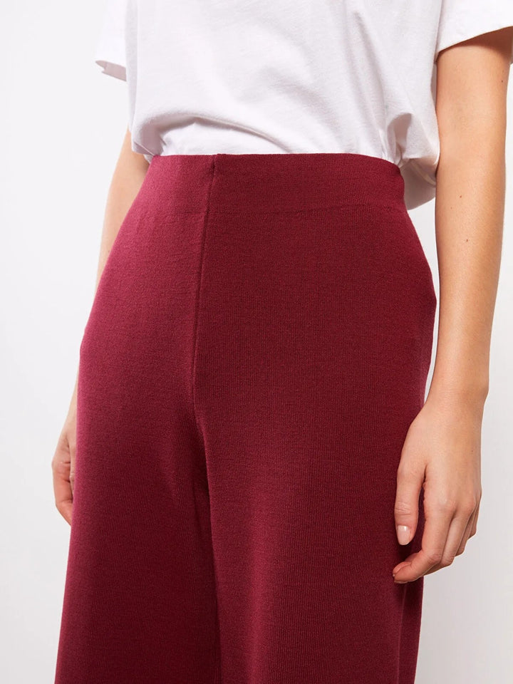 Elastic Waist Straight Women Knitwear Trousers