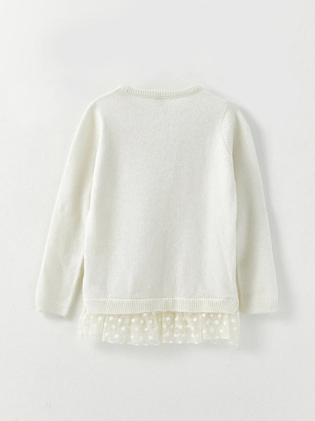 Crew Neck Embroidered Long Sleeve Girls Knitwear Sweater