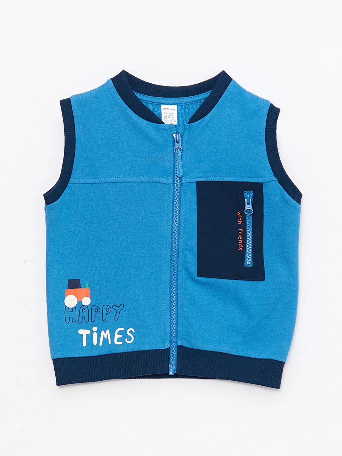 Crew Neck Printed Cotton Baby Boy Vest