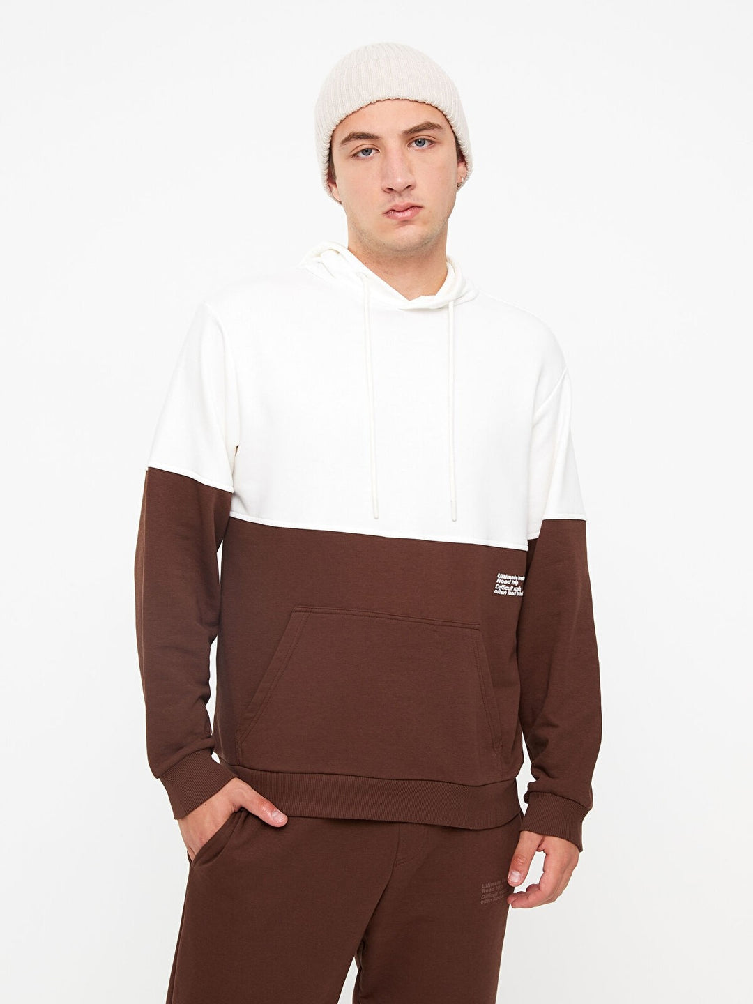 Men Hoodie Long Sleeve Color Block Sweatshirt