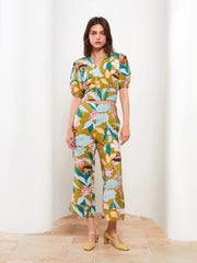 High Waist Standard Fit Floral Women Capri