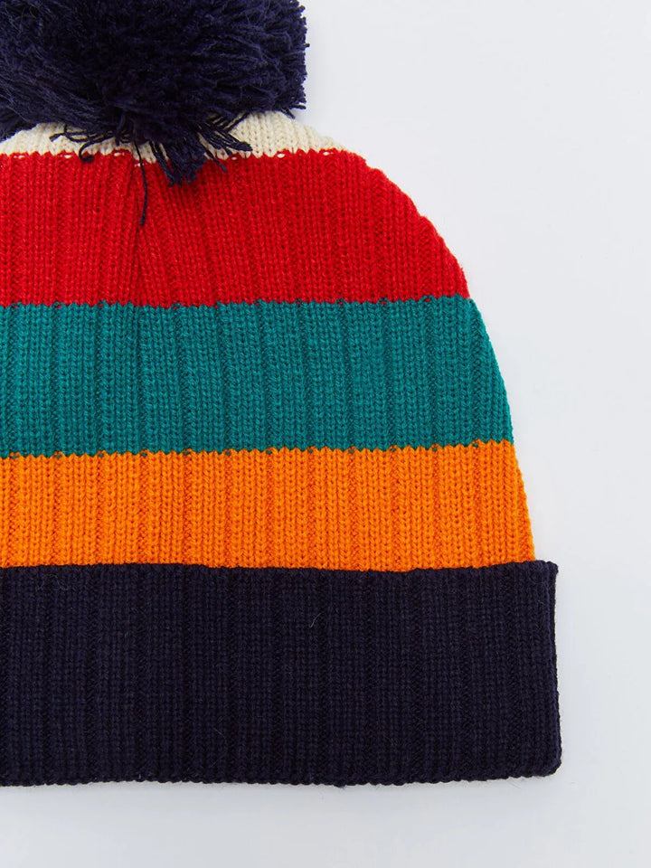 Color Block Boy Knitwear Scarf And Beanie