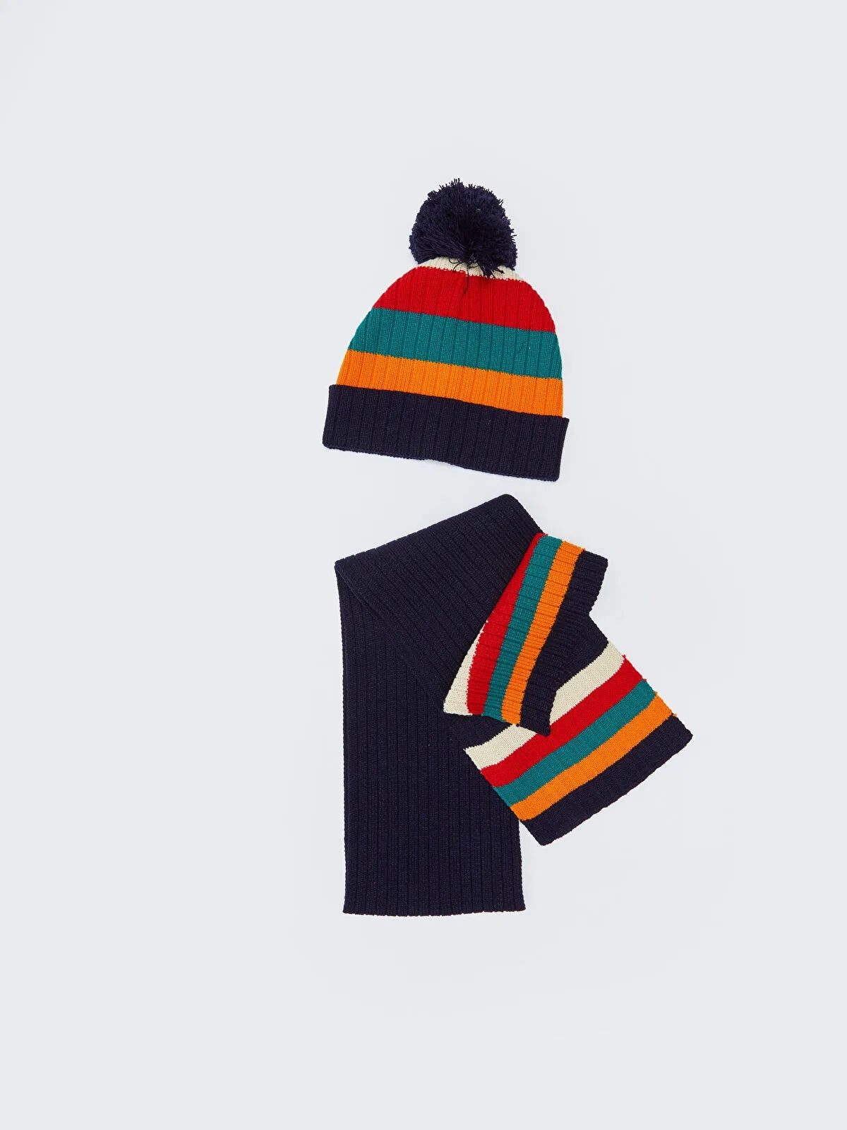 Color Block Boy Knitwear Scarf And Beanie