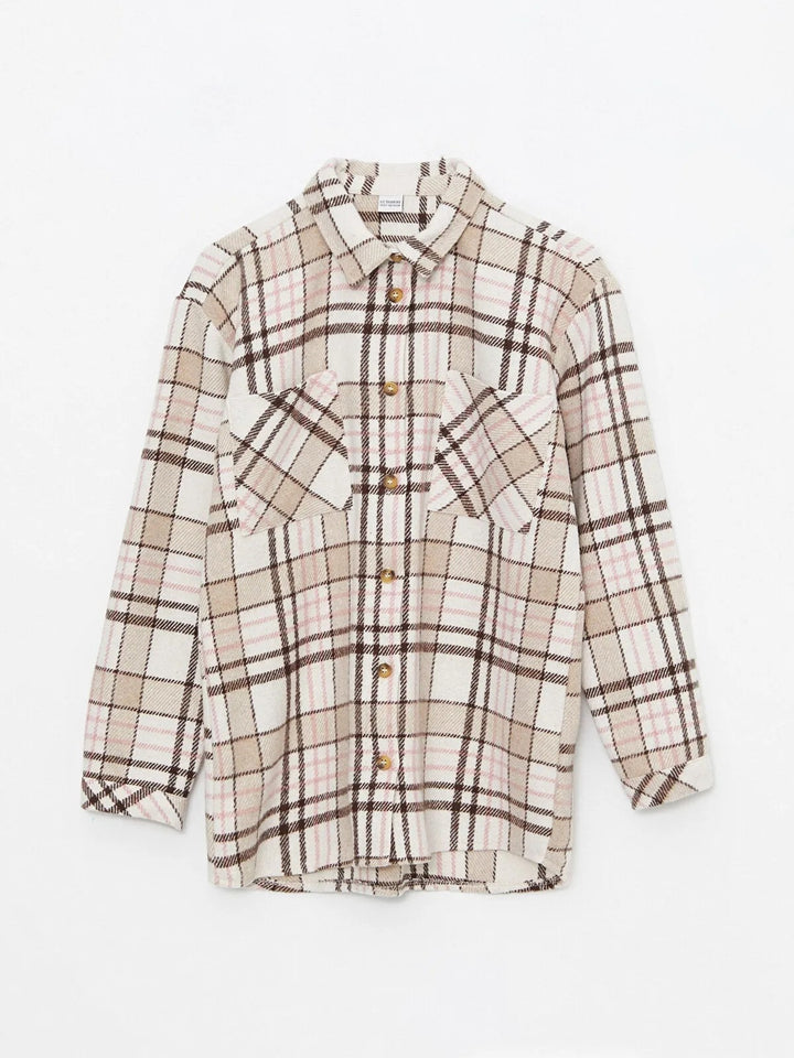 Plaid Long Sleeve Girls Shirt Jacket