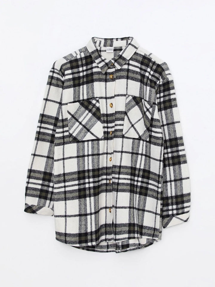 Plaid Long Sleeve Girls Shirt Jacket