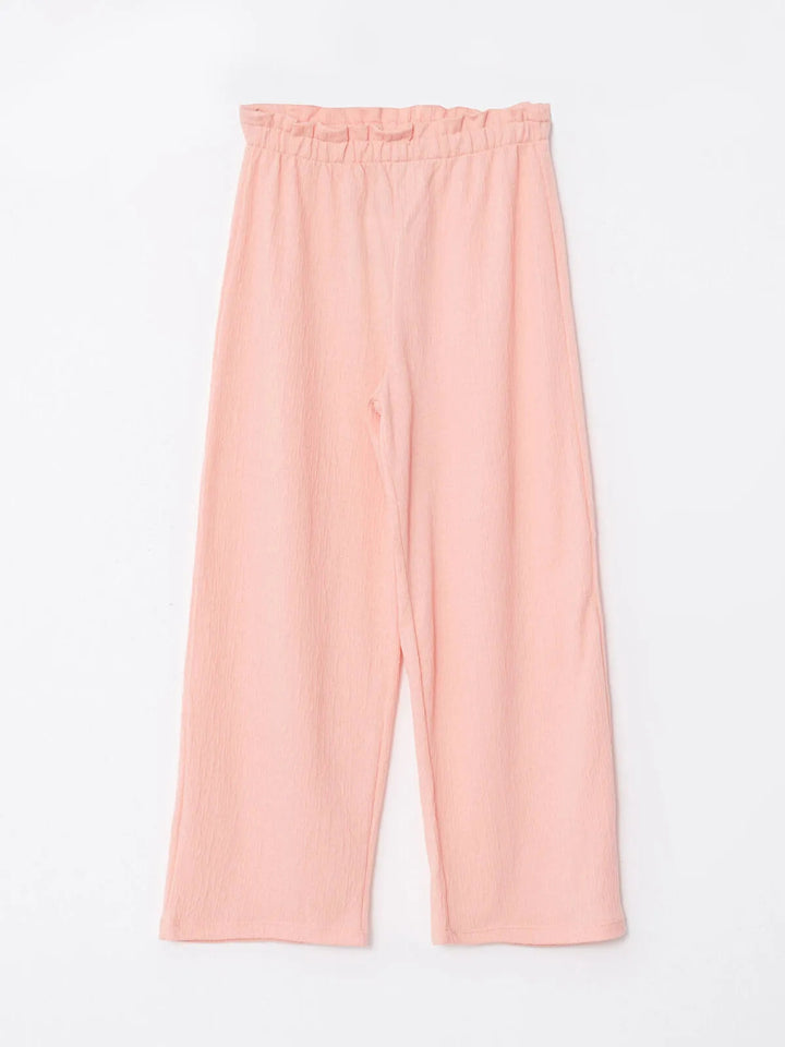 Elastic Waist Basic Wide Leg Girls Trousers