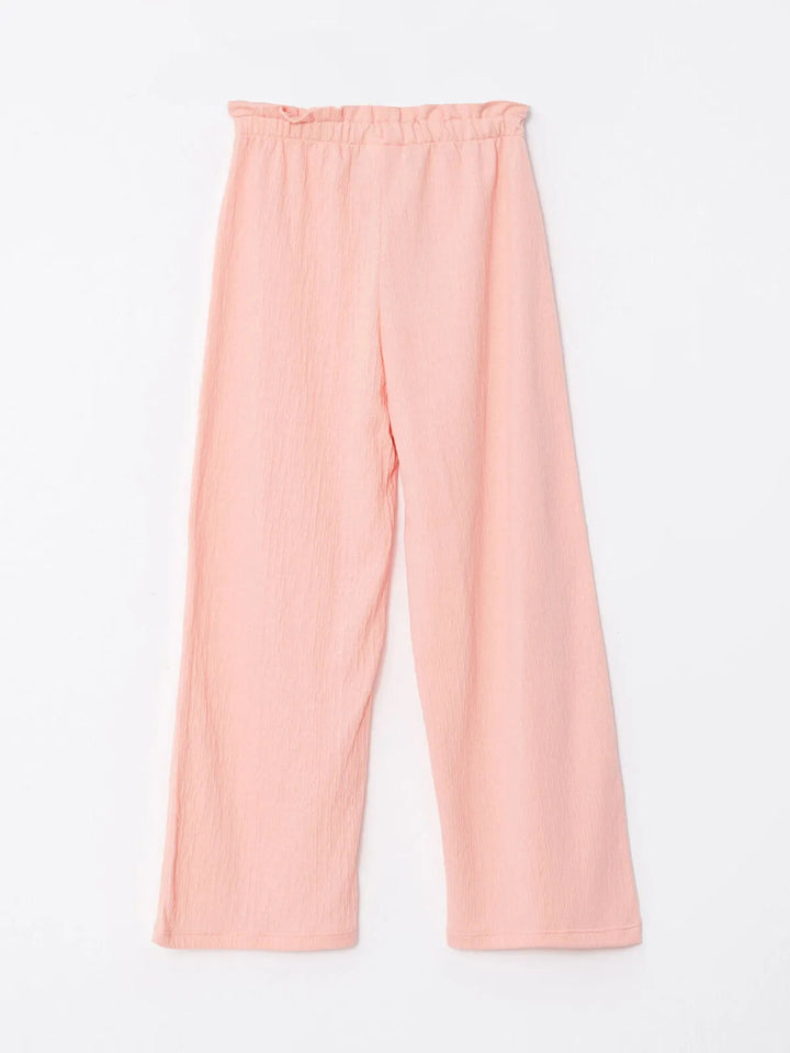 Elastic Waist Basic Wide Leg Girls Trousers