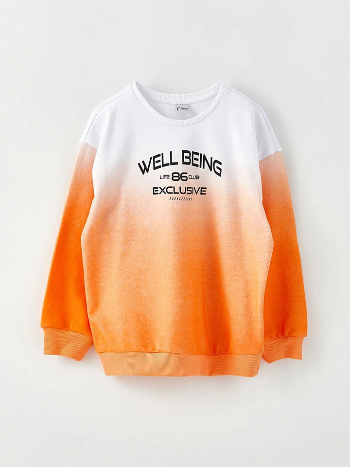 Crew Neck Printed Long Sleeve Girls Sweatshirt