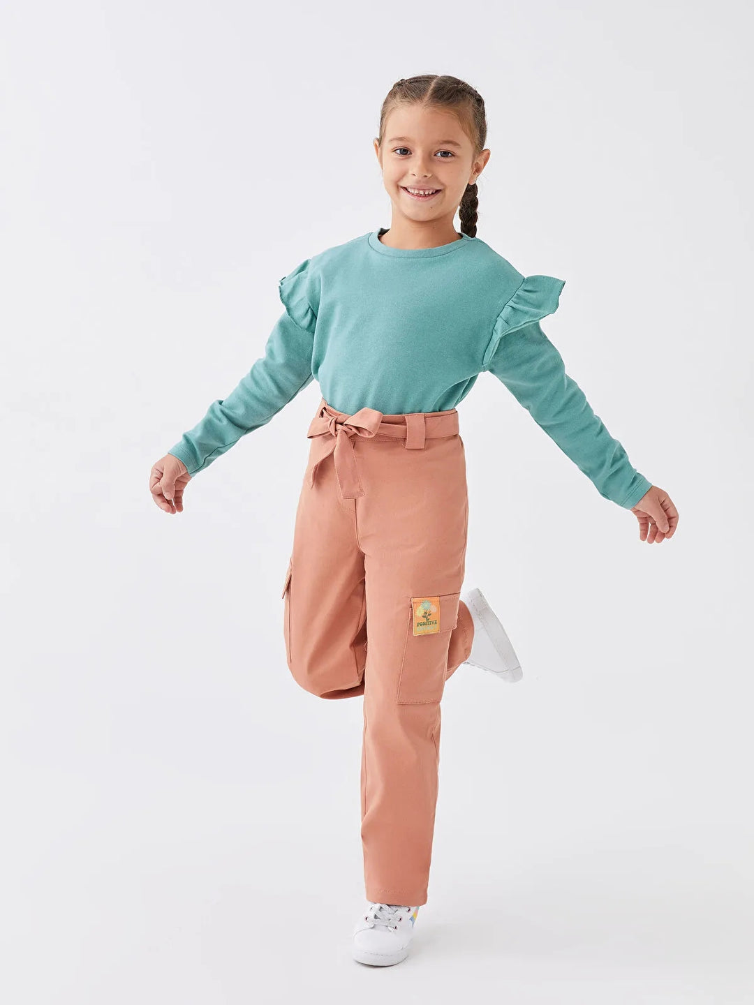 Elastic Waist Girls Gabardine Trousers