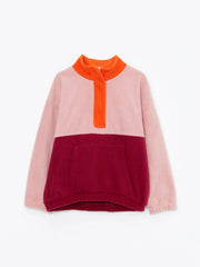 Stand Up Collar Color Block Long Sleeve Fleece Girls Sweatshirt