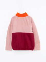 Stand Up Collar Color Block Long Sleeve Fleece Girls Sweatshirt