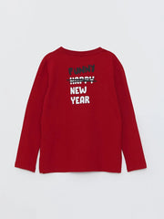 Crew Neck Christmas Themed Long Sleeve Boy T-Shirt