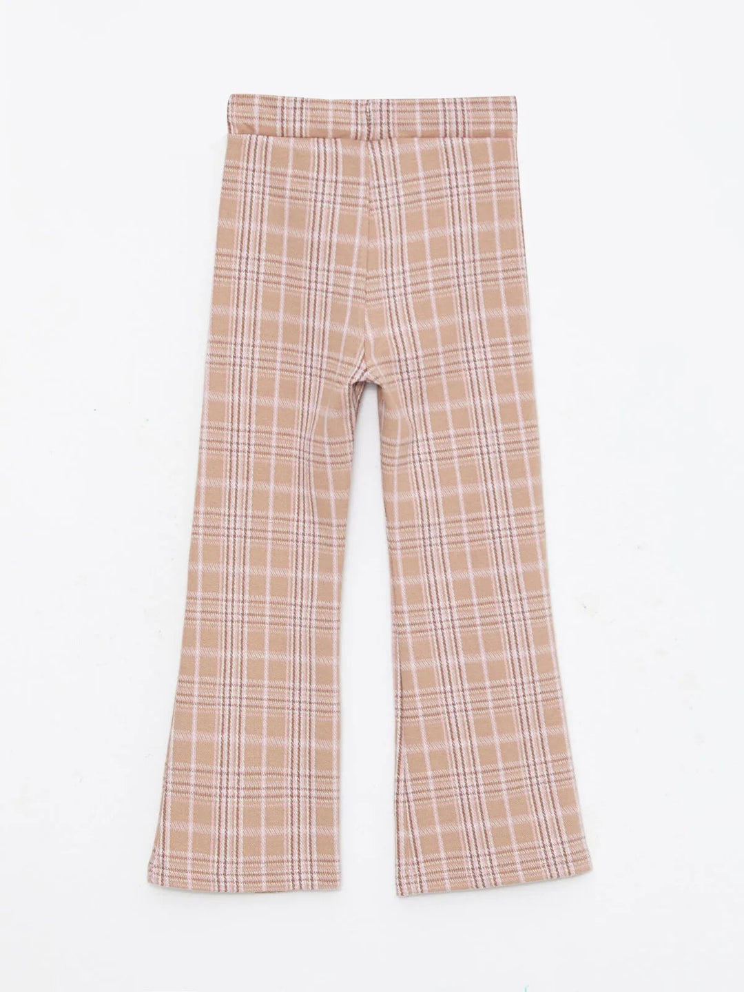 Elastic Waist Plaid Wide Leg Girls Trousers