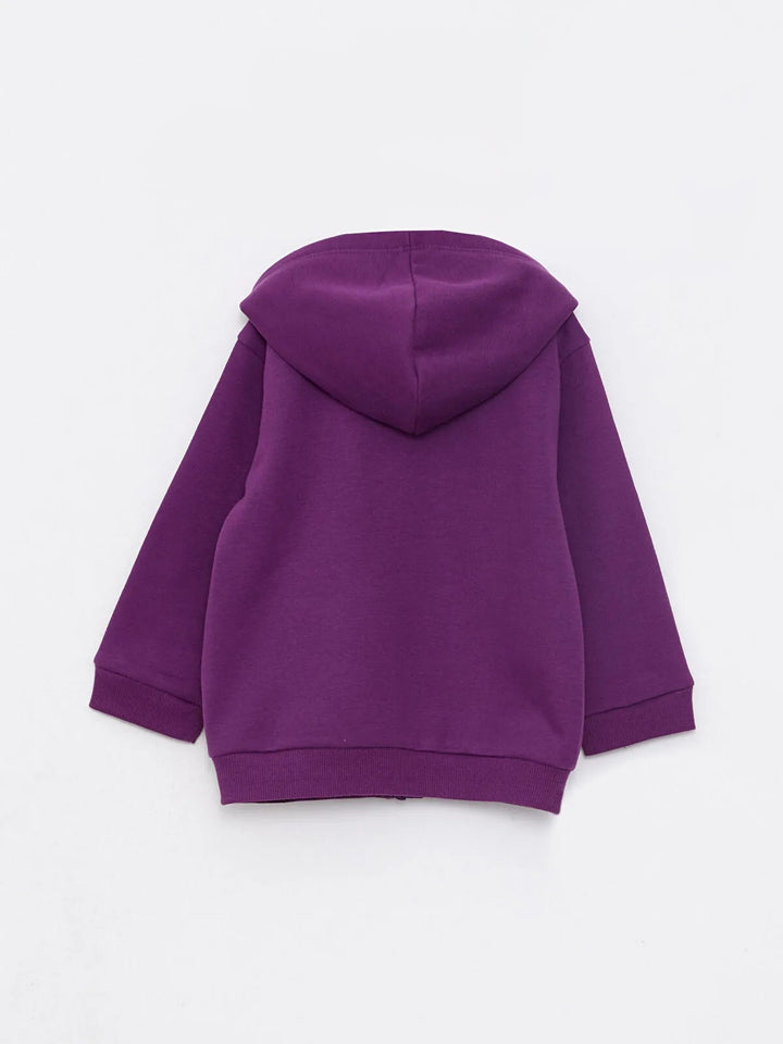 Hooded Long Sleeve Basic Baby Girls Zipper Sweatshirt