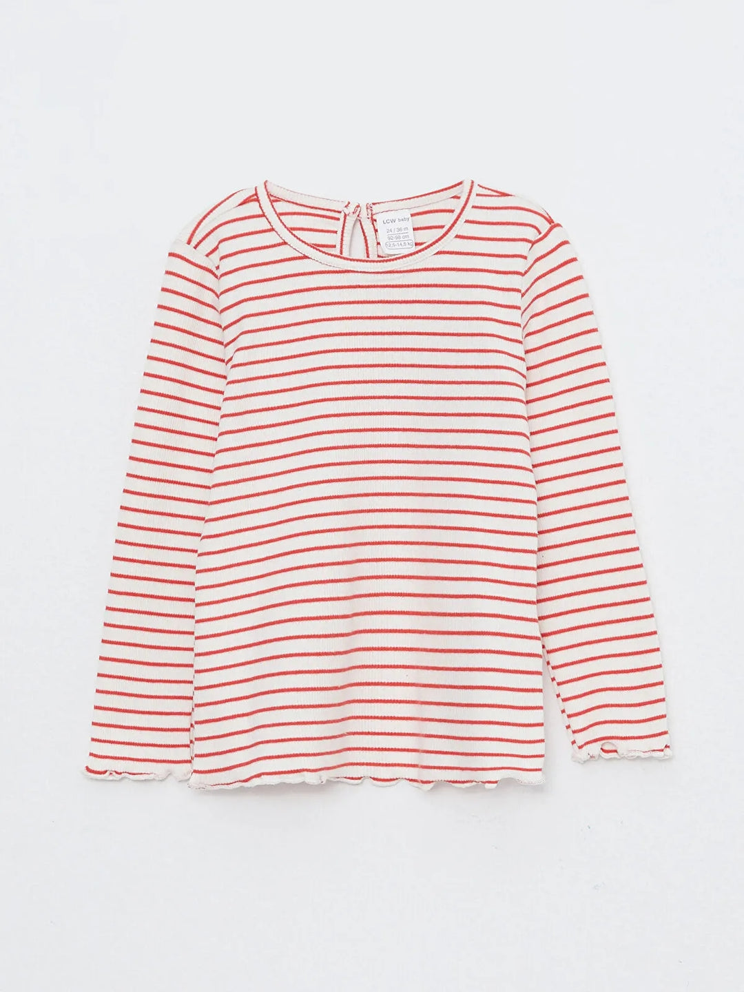 Crew Neck Long Sleeve Striped Cotton Baby Girls T-Shirt