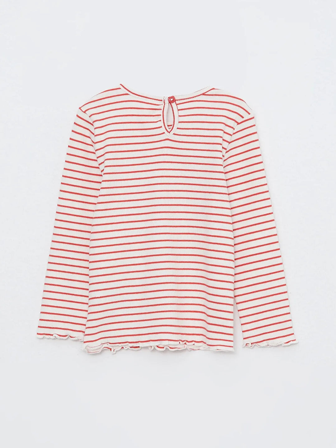 Crew Neck Long Sleeve Striped Cotton Baby Girls T-Shirt