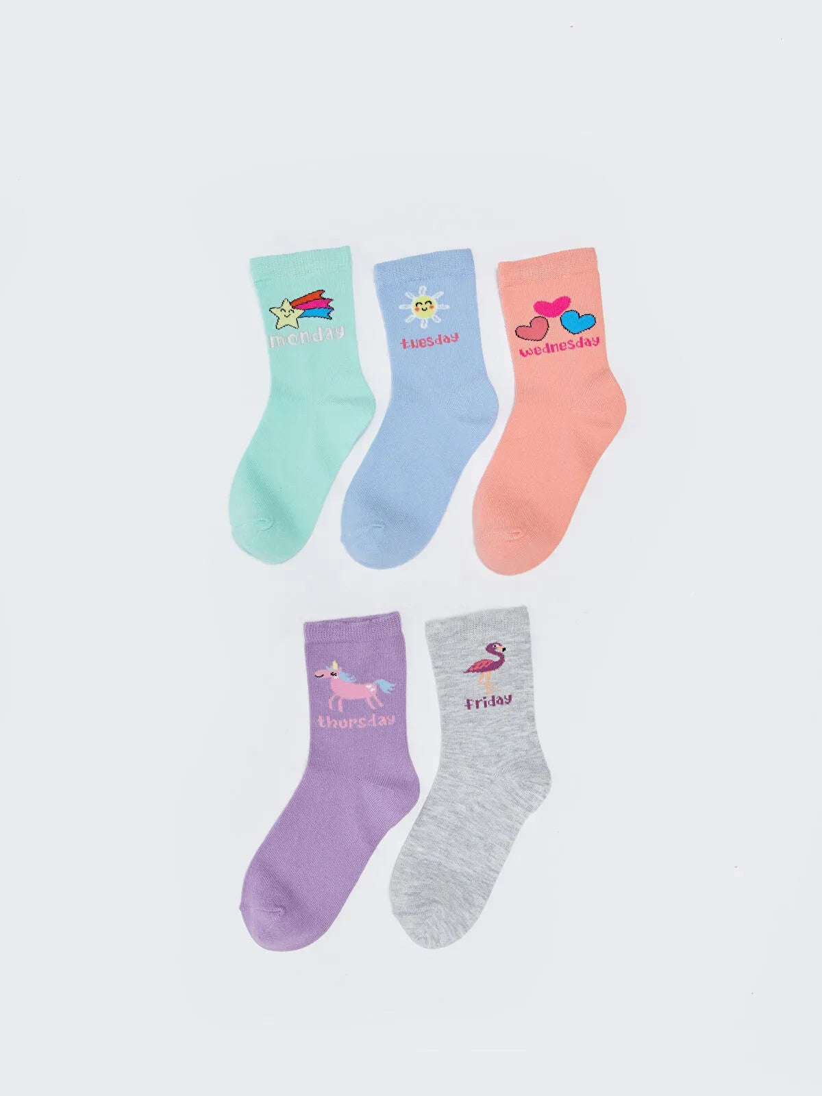 Patterned Girls Socks 5 Pack