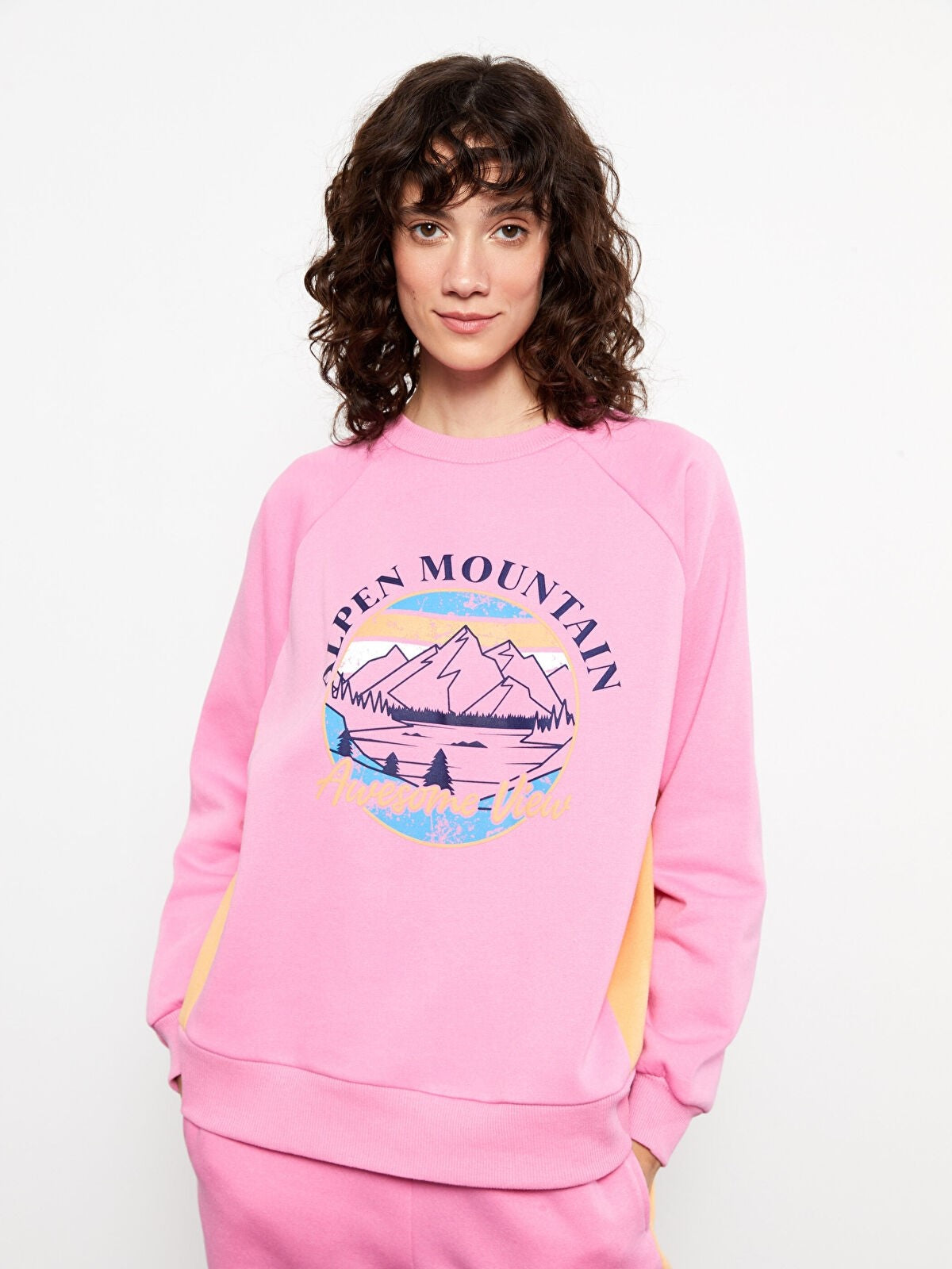 Crew Neck Printed Long Sleeve Women Sweatshirt