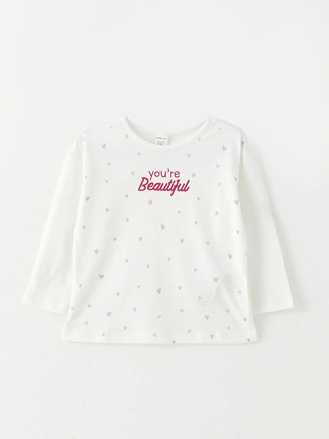 Crew Neck Long Sleeve Printed Baby Girls T-Shirt