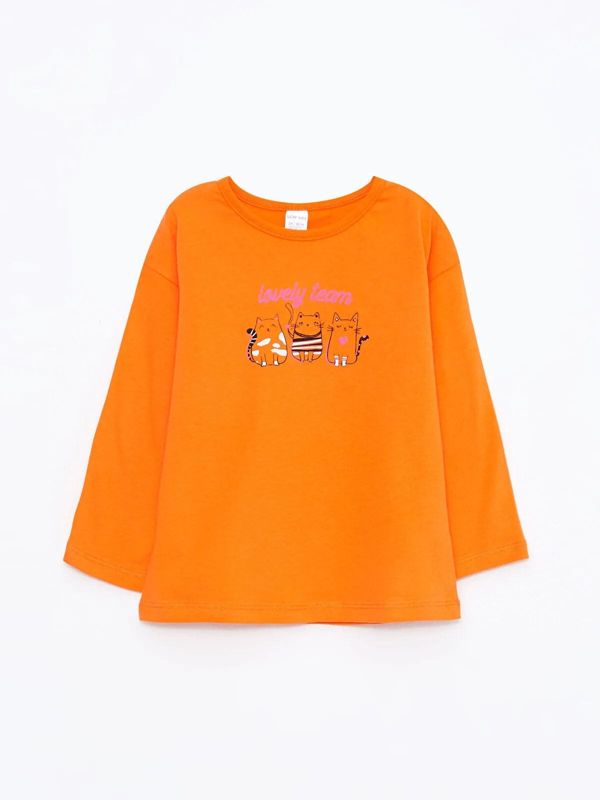 Crew Neck Long Sleeve Printed Baby Girls T-Shirt